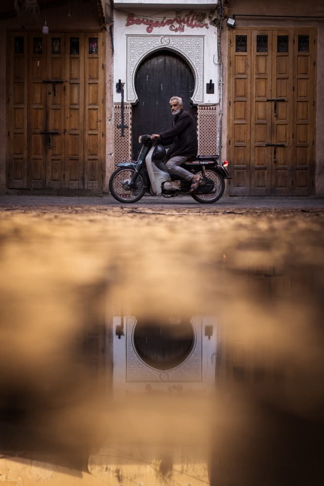 Vintage Scooter Reflection by Dan Mirica — canvas wall art
