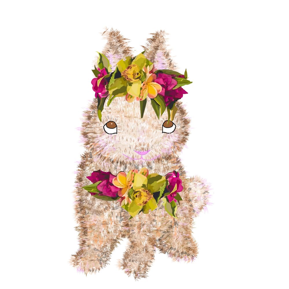 Fluffy Floral Bunny by Lynnda Rakos — canvas wall art