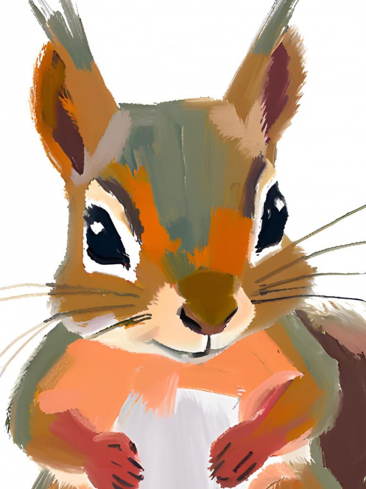 Charming Squirrel Portrait by Ohkimiko — canvas wall art