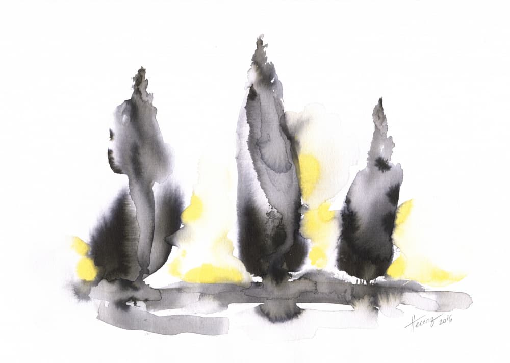 Trees In Yellow Light by Aniko Hencz — canvas wall art