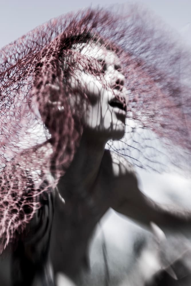 Conceptual Red Branches Portrait by Bogdan Bouşcă — canvas wall art