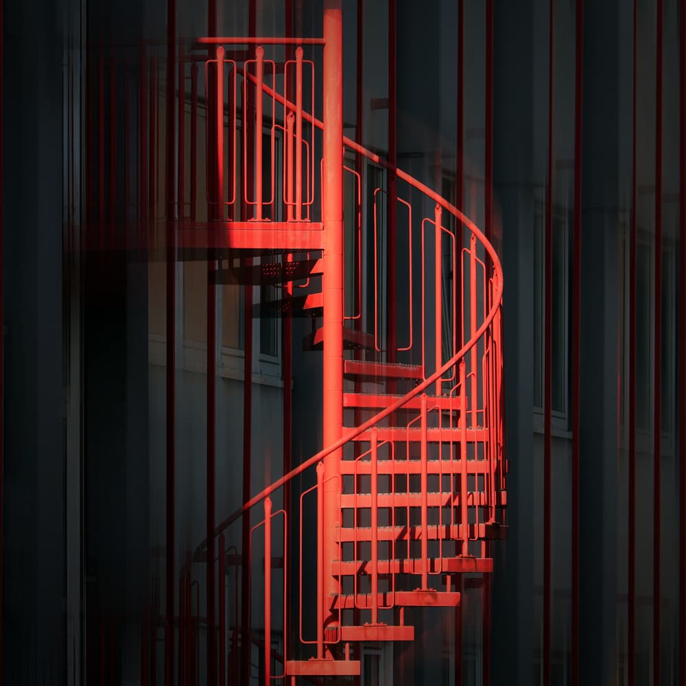 Vibrant Red Spiral by Hans-Wolfgang Hawerkamp — canvas wall art