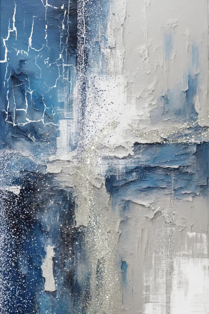 Abstract Blue Silver Texture by Sally Ann Moss — canvas wall art