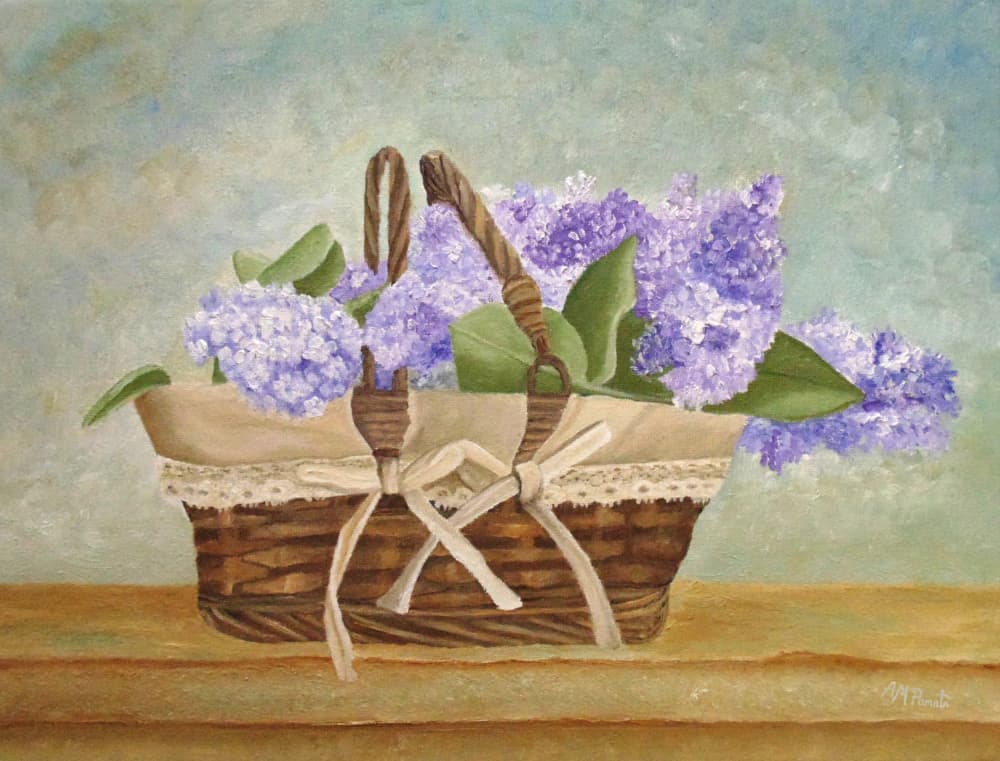 Charming Lilac Basket by Angeles M. Pomata — canvas wall art