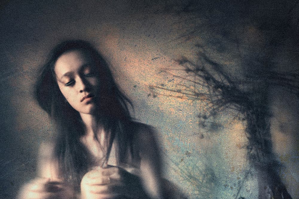 Dreamy Pensive Woman by Sebastian Kisworo — canvas wall art