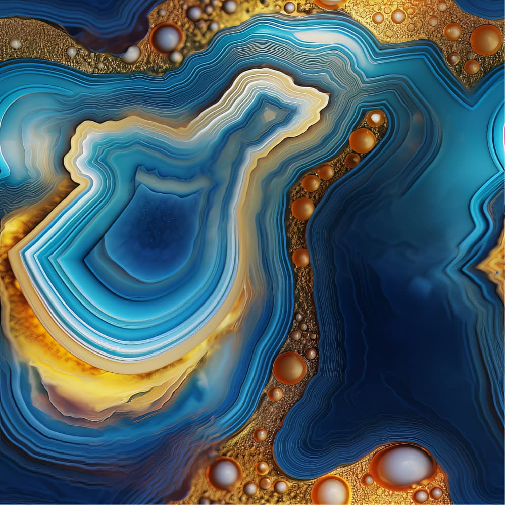 Golden Blue Geode by Bilge Paksoylu — canvas wall art