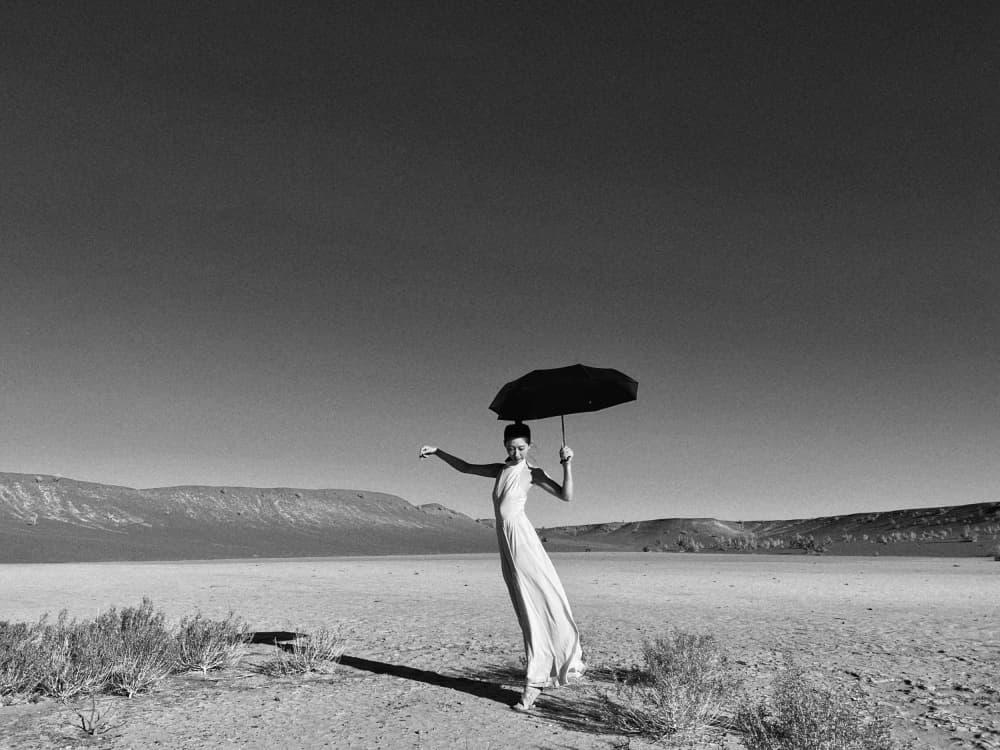 Elegant Desert Umbrella by Bingo Z — canvas wall art