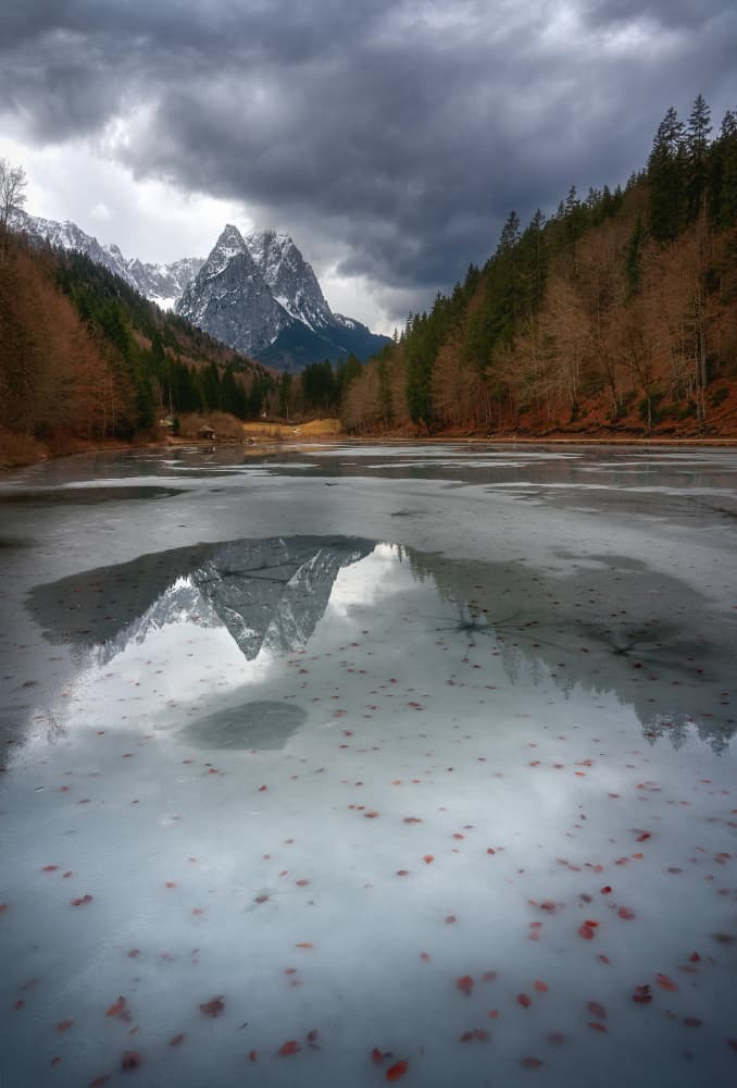 Frozen Lake Mountain Reflection by Anastasios Gialopoulos — canvas wall art