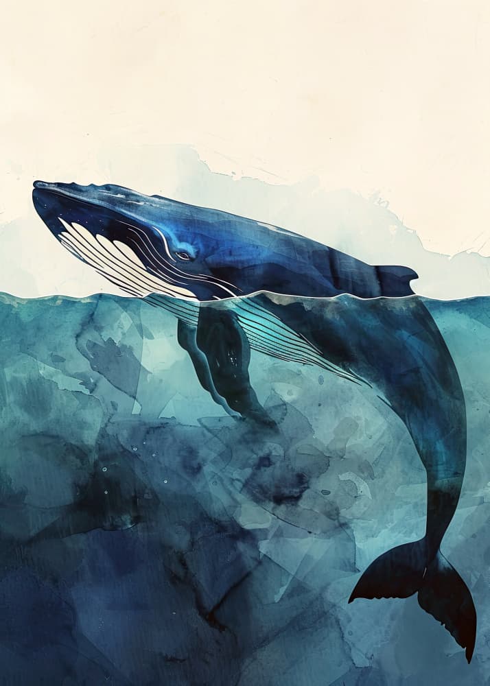 Serene Blue Whale by Justyna Jaszke — canvas wall art