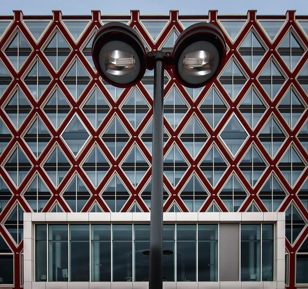 Red Diamond Building Lamp by Henk van Maastricht — canvas wall art