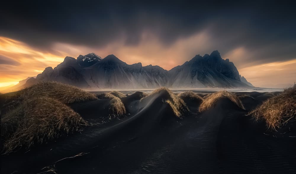 Dramatic Black Sand Mountains by Wim Denijs — canvas wall art