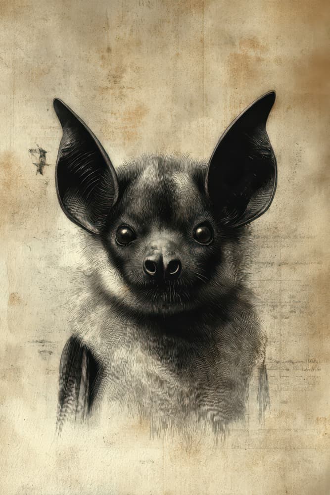 Curious Bat Sketch by Rafal Kulik — canvas wall art
