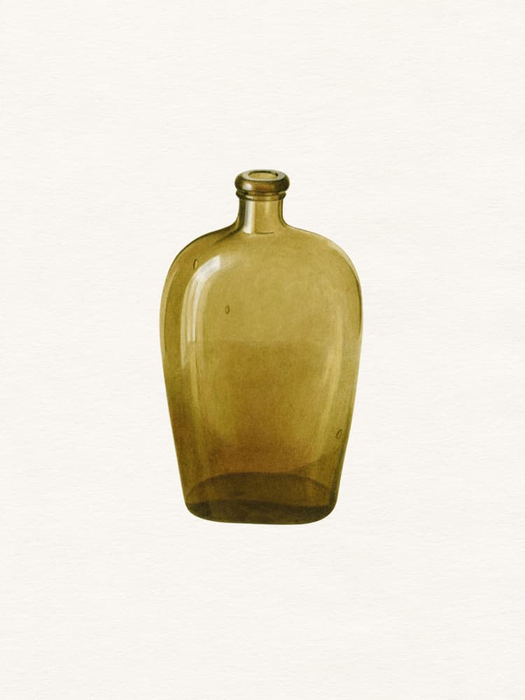 Vintage Green Glass Bottle by Wild Violets — canvas wall art