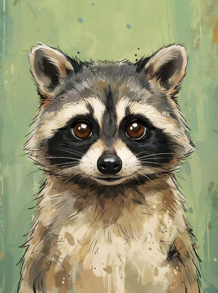 Charming Raccoon Portrait by HUGO — canvas wall art
