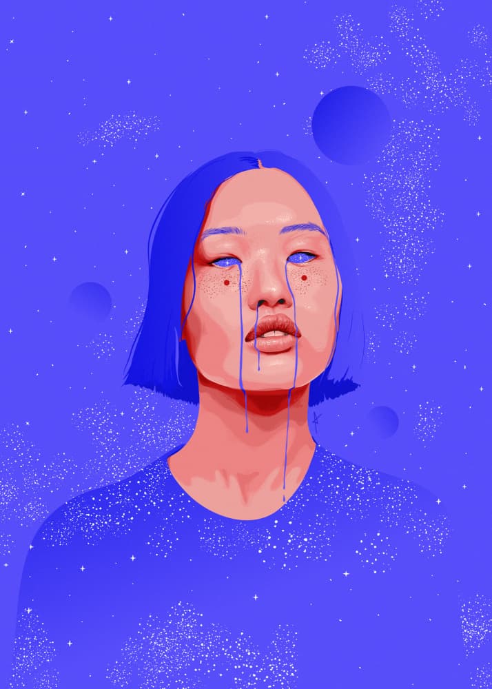 Cosmic Blue Tears by AnA Ariane — canvas wall art