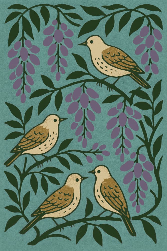 Grapebirds by Treechild — canvas wall art
