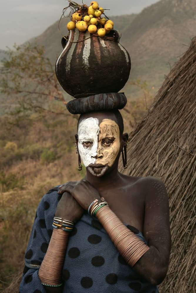 Tribal Woman with Face Paint by Tori E Bohn — canvas wall art