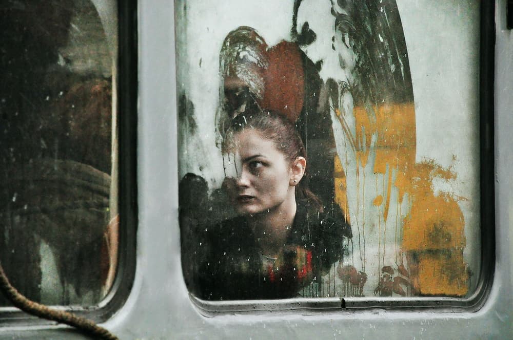 Pensive Girl Abstract Window by Nicoleta Gabor — canvas wall art