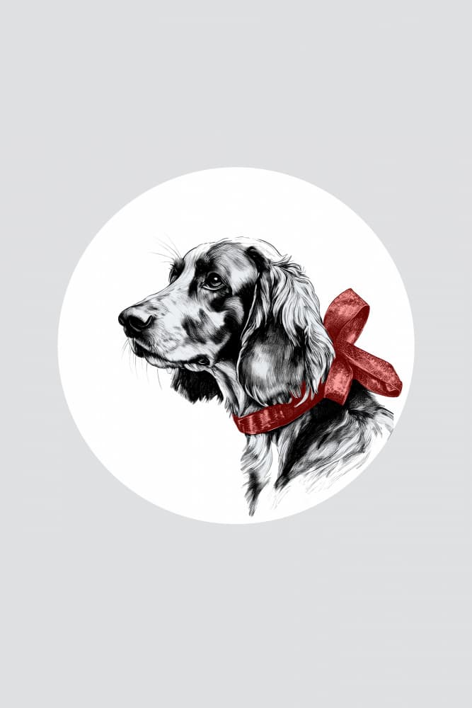 Elegant Spaniel Red Bow by casa cartissi — canvas wall art