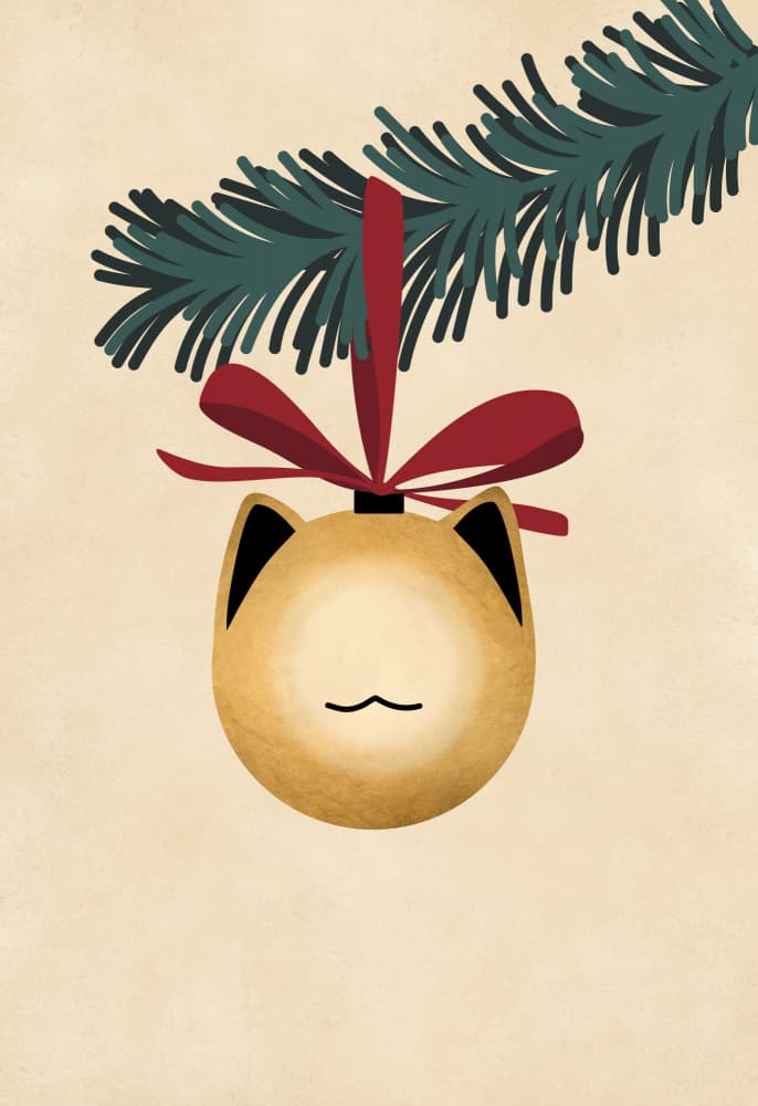 Cute Christmas Cat Ornament by Rosana Laiz Blursbyai — canvas wall art