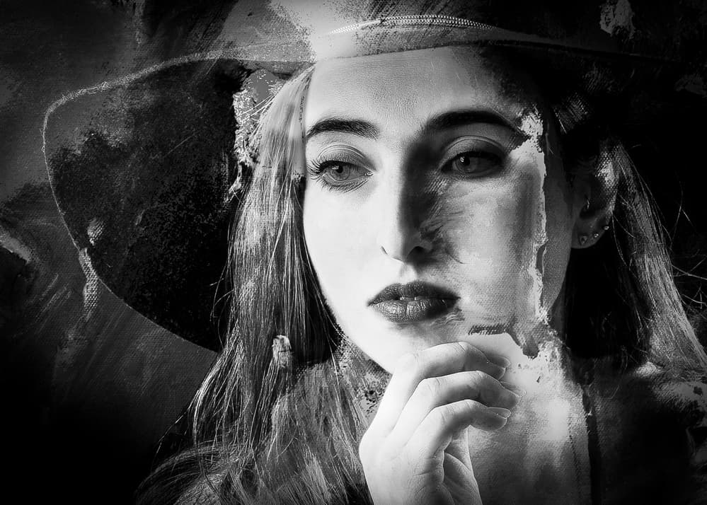 Mysterious Textured Portrait by Thierry Lagandré (Transgressed Light) — canvas wall art