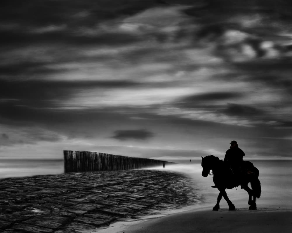 Solitary Rider Coast by Yvette Depaepe — canvas wall art