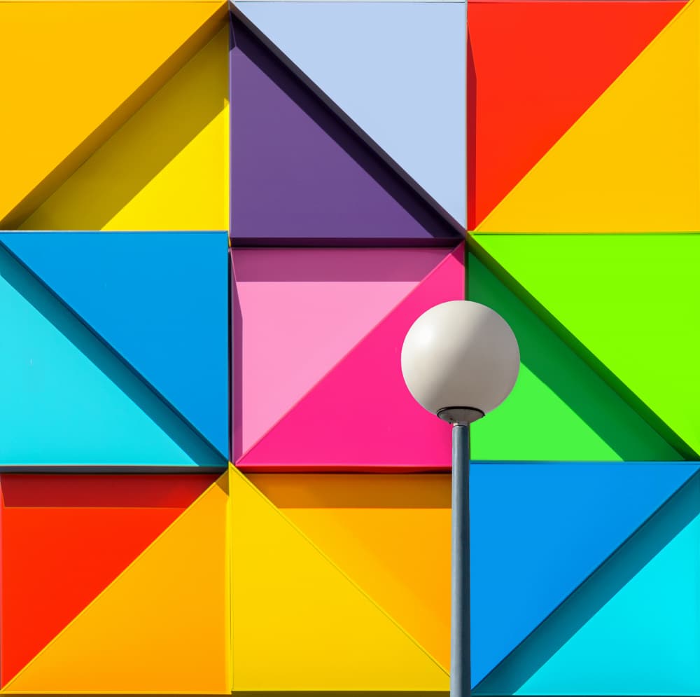 Colorful Geometric Facade by Alfonso Novillo — canvas wall art
