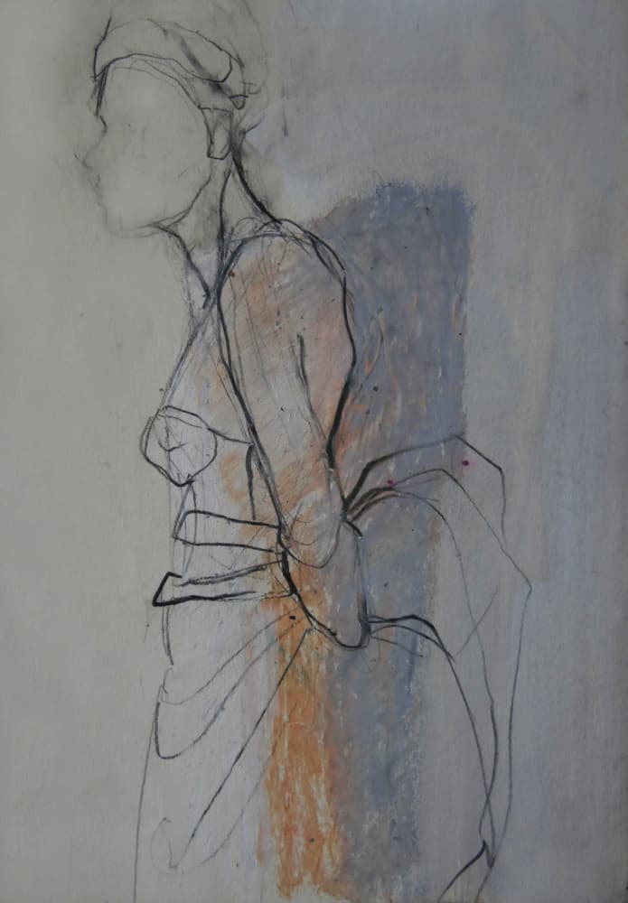 Graceful Draped Figure Sketch by Doris Schmitz — canvas wall art