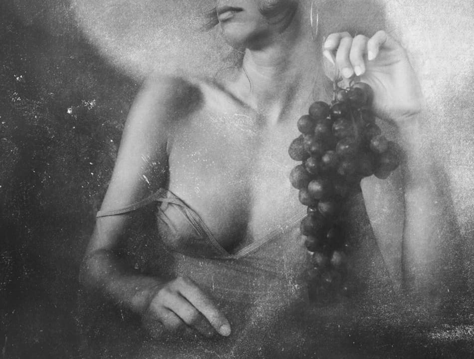 Sensual Grapes Black White by Svetlana Bekyarova — canvas wall art