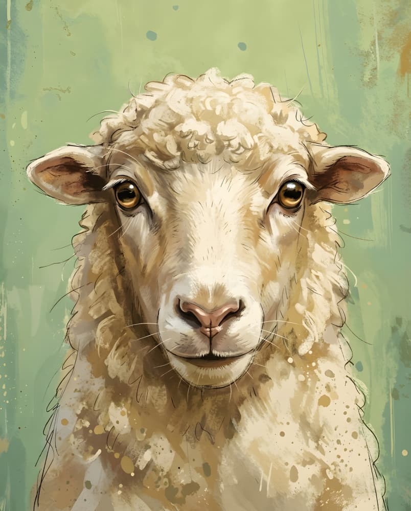 Curious Sheep Face by HUGO — canvas wall art