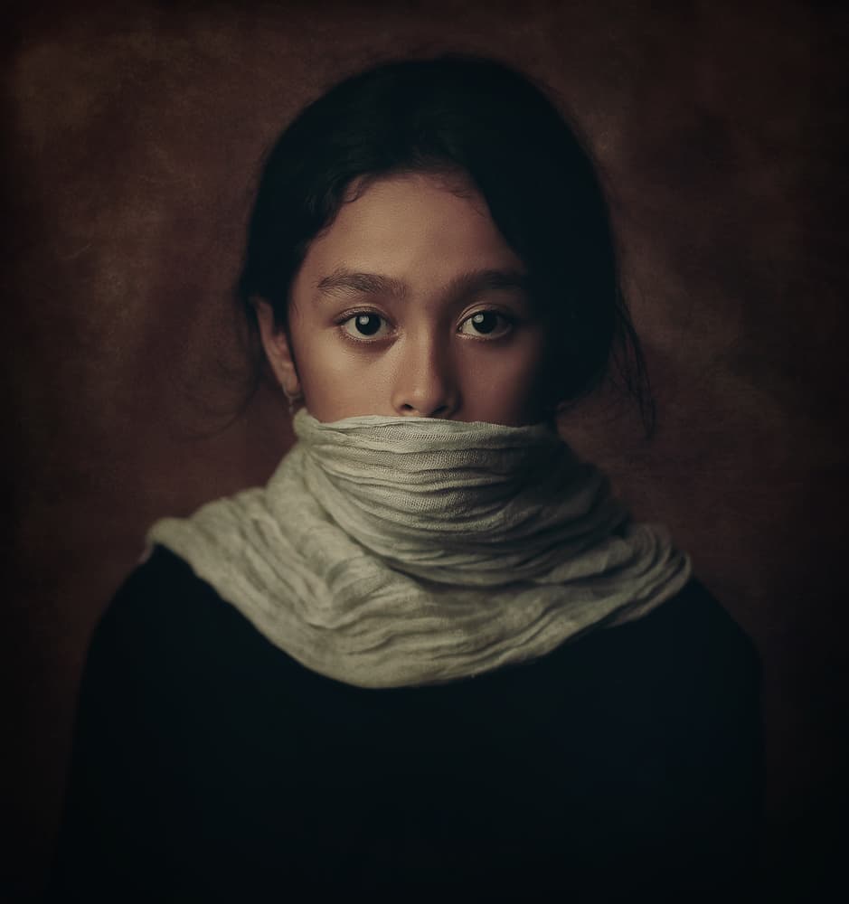 Pensive Girl Portrait by Hari Sulistiawan — canvas wall art