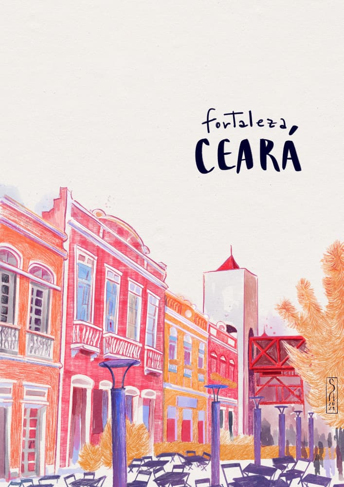 Fortaleza Colorful Street Scene by Sarah Oliveira — canvas wall art