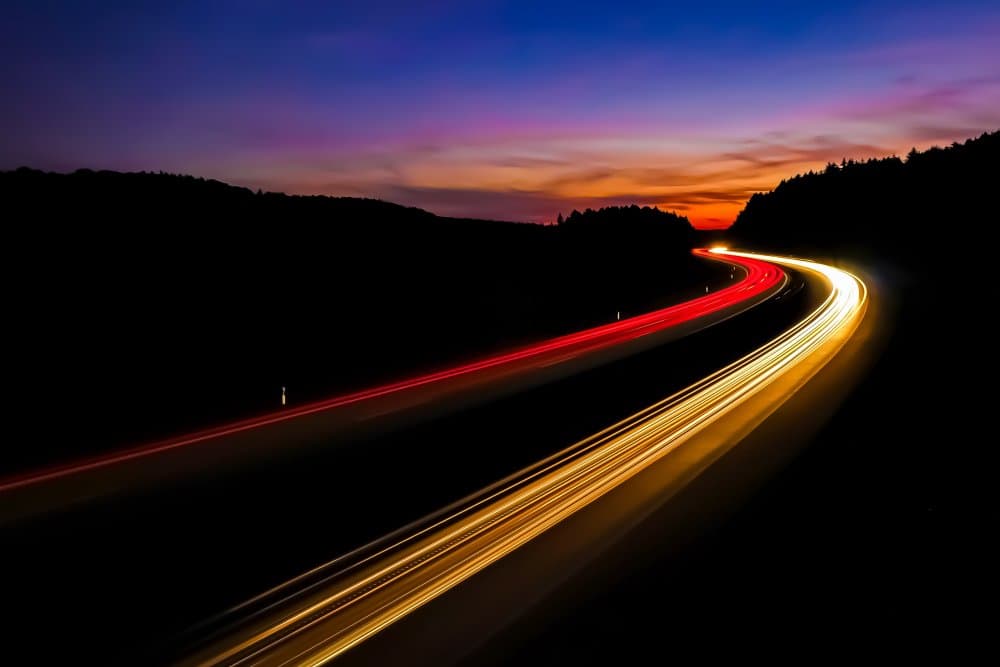 Winding Road Light Trails by Markus Auerbach — canvas wall art