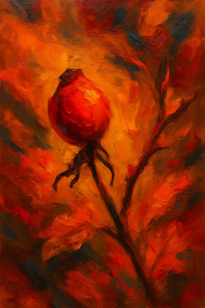 Fiery Rosehip Glow by HUGO — canvas wall art