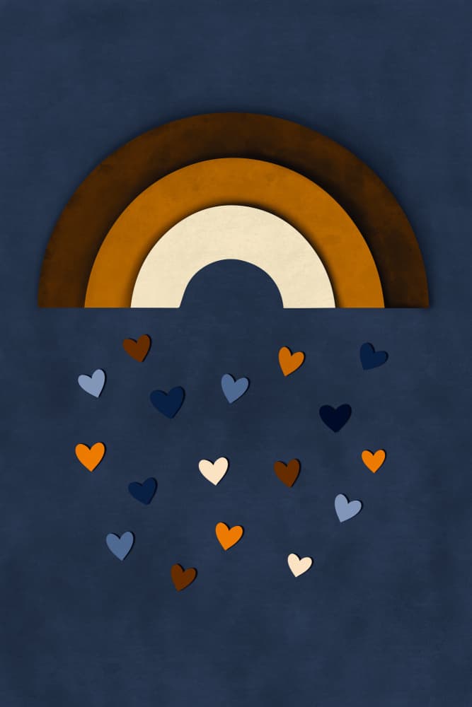 Earthy Rainbow Hearts by EMELIEmaria — canvas wall art