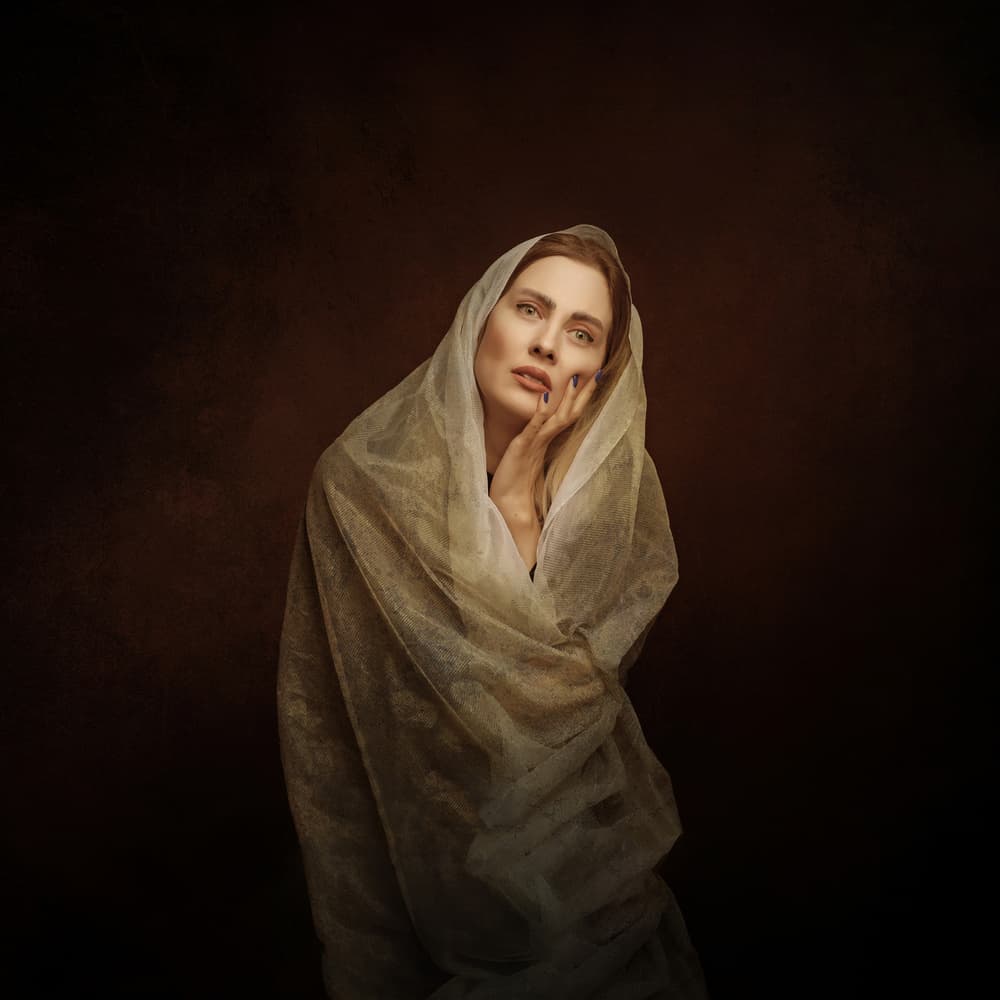 Pensive Draped Woman by Moein Hasheminasab — canvas wall art