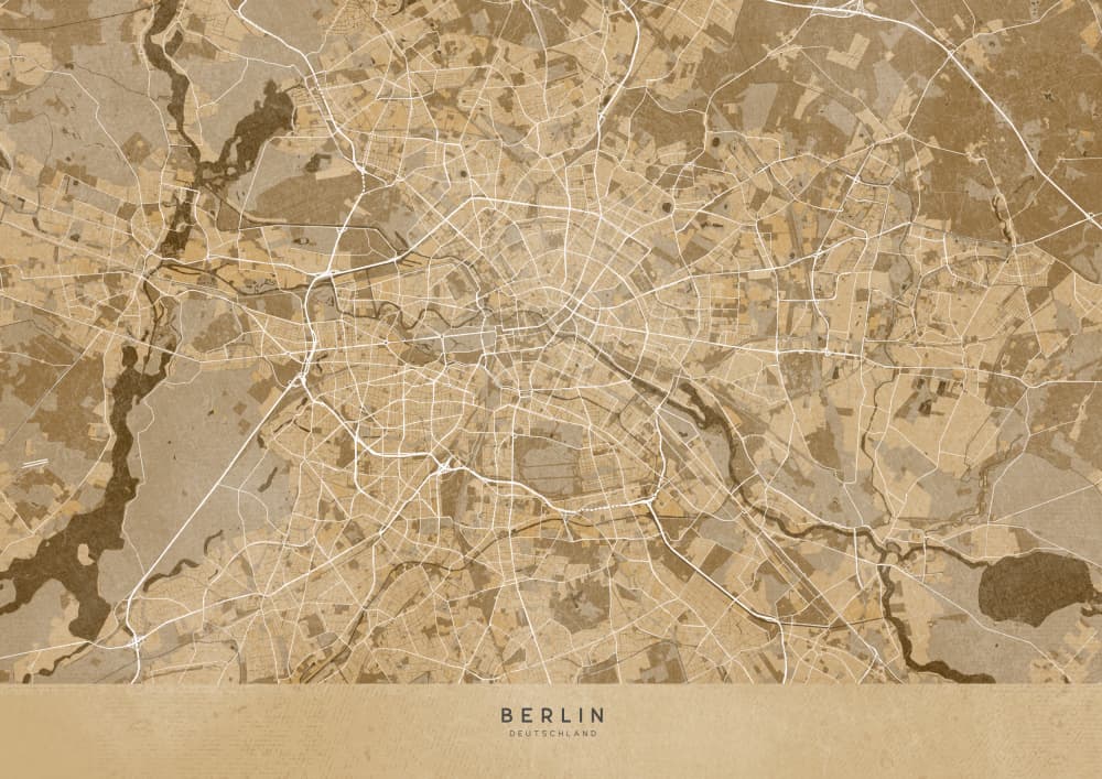 Vintage Berlin Map by Rosana Laiz Blursbyai — canvas wall art