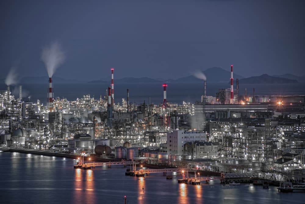 Industrial Night Glow by Tomoshi Hara — canvas wall art