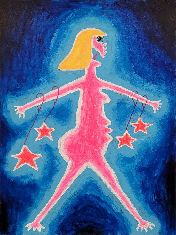 Cosmic Woman Red Stars by Fedele Frost — canvas wall art