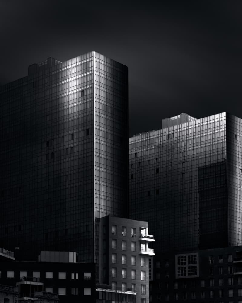 Dark Skyscraper Reflections by Olavo Azevedo — canvas wall art