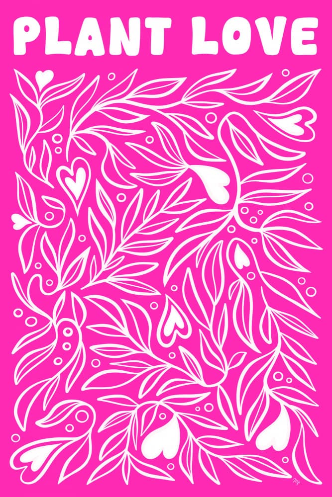 Plant Love Pink Botanical by Martina — canvas wall art