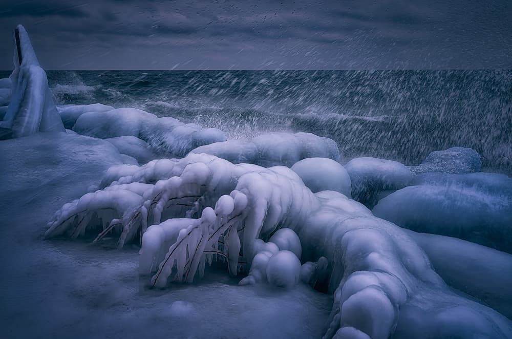 Frozen Winter Waves by Ben.C.L — canvas wall art