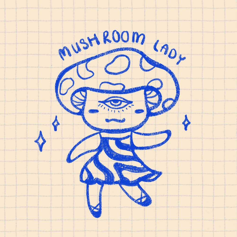 Mushroom Lady Doodle by Zove Ahhh — canvas wall art