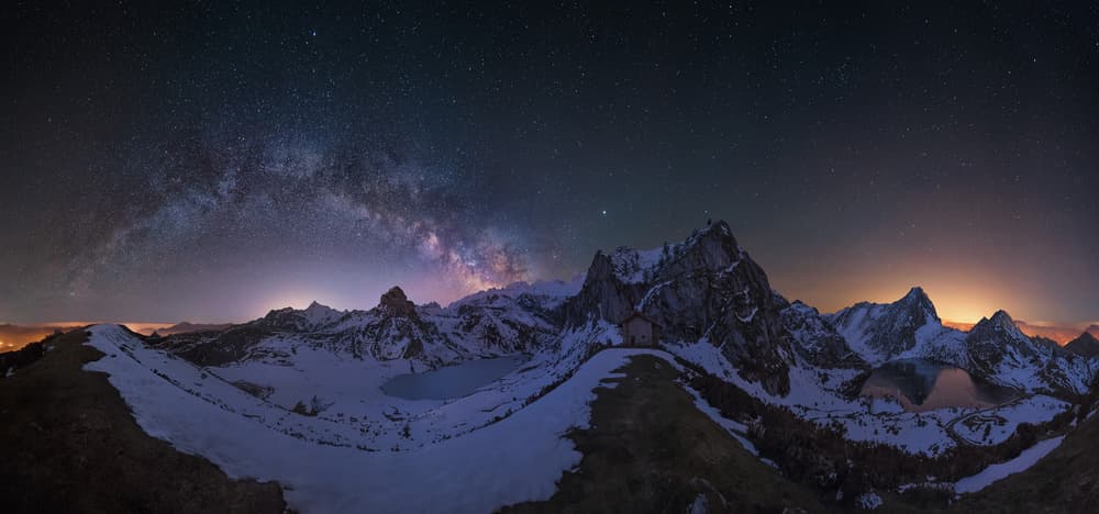 Milky Way Winter Mountains by Carlos F. Turienzo — canvas wall art
