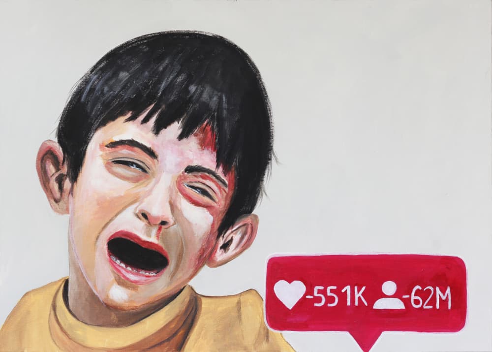 Crying Child Digital Indifference by Gabriel Grecco — canvas wall art