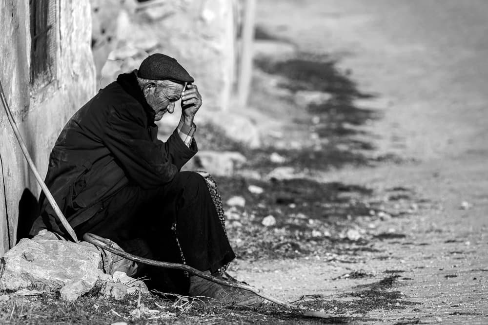 Pensive Old Man by durmusceylan — canvas wall art