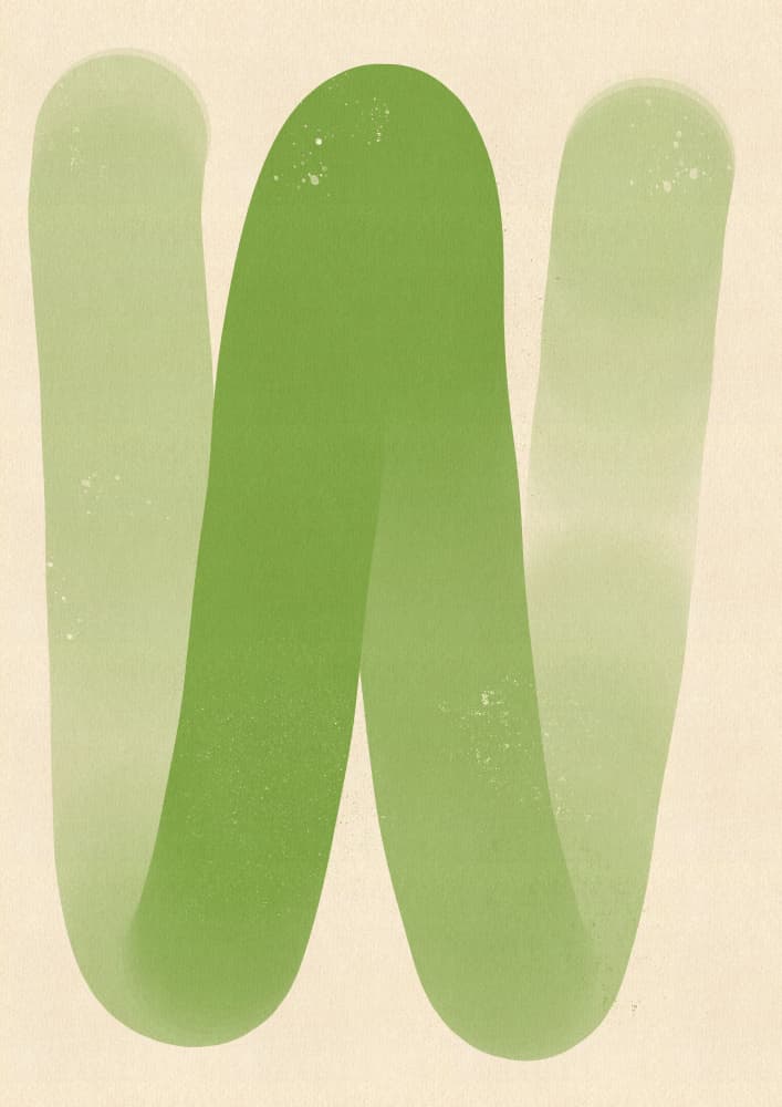 Soft Green Alphabet W by Nicholas — canvas wall art