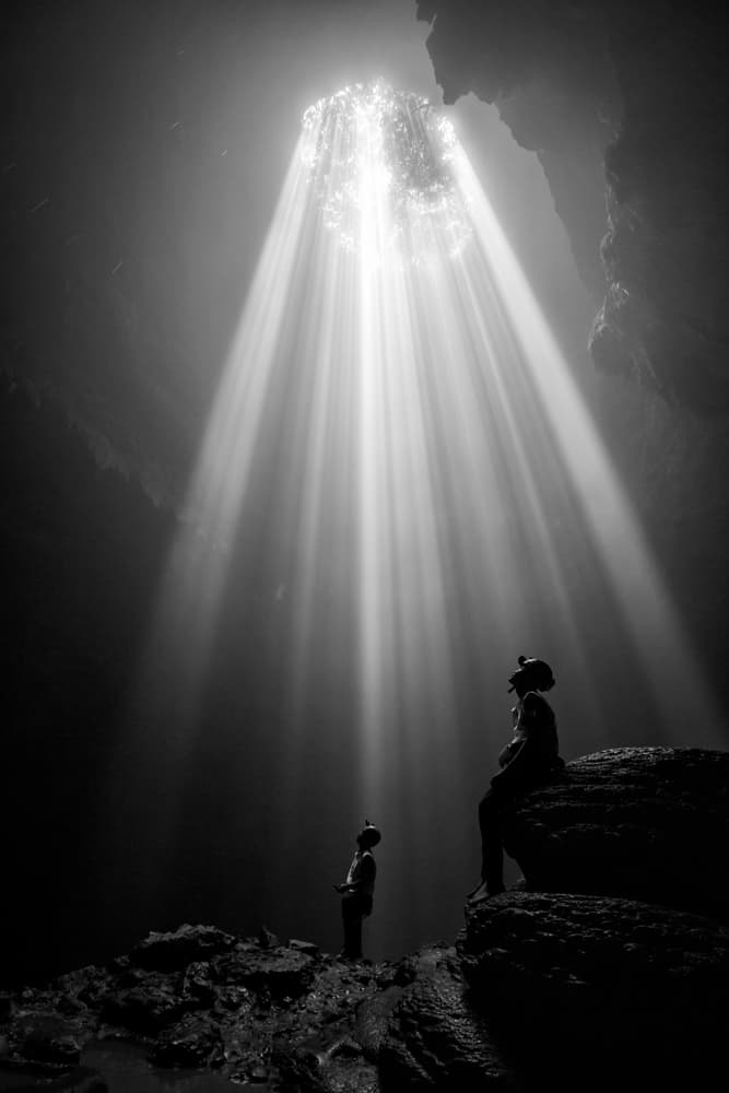 Cave Light Beams by Gunarto Song — canvas wall art