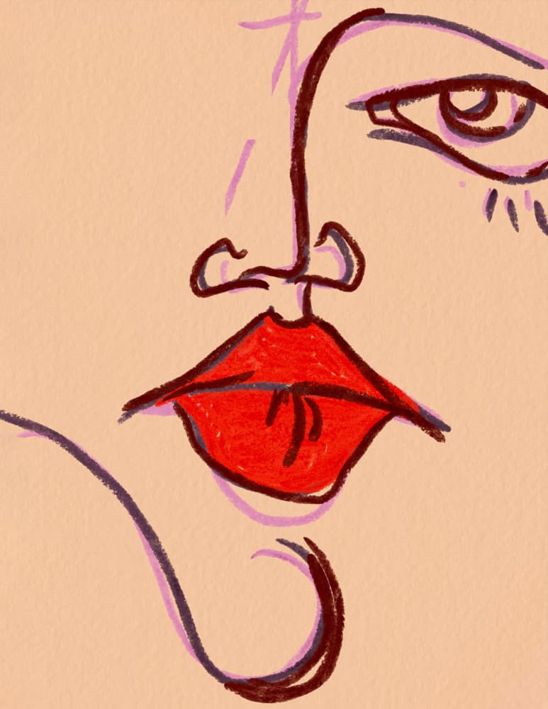 Abstract Red Lips Portrait by JLC ART — canvas wall art