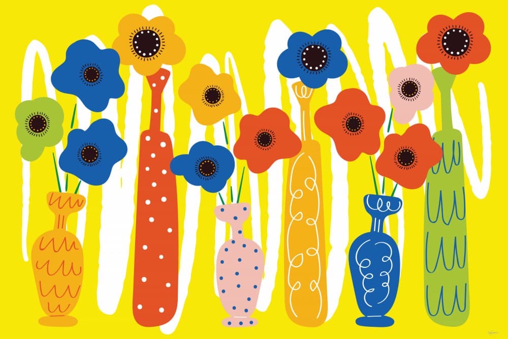 Colorful Flower Vases by Sue Skellern — canvas wall art